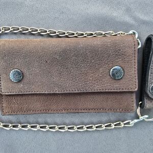 Dark Brown Medium Buffalo Hide Leather Wallet With Matching Keeper Handcrafted